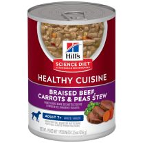 HILL'S SCIENCE DIET ADULT 7+ HEALTHY CUISINE BRAISED BEEF CARROTS & PEAS STEW CANNED DOG FOOD  12.5