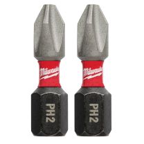 Milwaukee Tool SHOCKWAVE Impact Bit PH2, 2-Pack, 48-32-4412, 1 IN