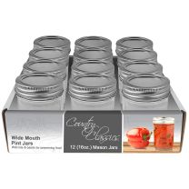 Country Classics™ Wide Mouth Glass Canning Jar, 1 Pint (16 OZ ), 12-Pack, CCCJWM-116-12PK