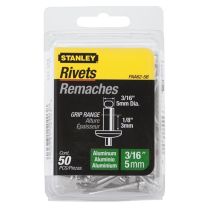 Stanley Aluminum Rivets, 3/16 IN x 1/8 IN, 50-Pack, PAA62 - 5B