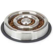 IndiPets™ Stainless Steel Large Spiral Slow Feed Dog Bowl, 800086, 30 OZ