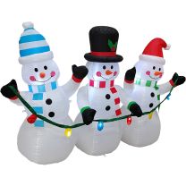 A Holiday Company Inflatable Snowman Trio with Flashing Lights, 70000017, 6 FT