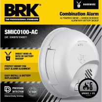 BRK® 2-in-1 Smoke & Carbon Monoxide Alarm, Hardwired Interconnected, 1046870