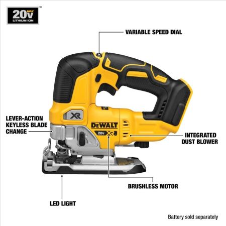 Bomgaars DEWALT Brushless Variable Speed Keyless Cordless Jigsaw Tool Only 20V MAX XR Jig Saws