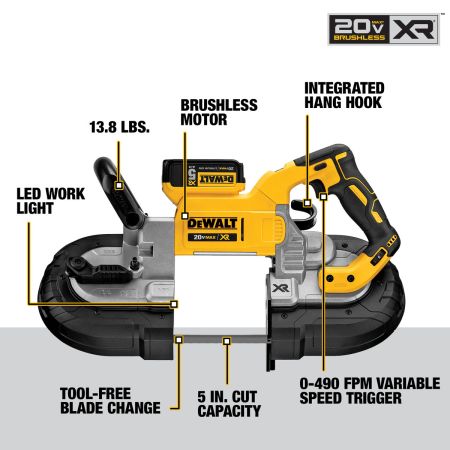 Bomgaars DEWALT Brushless Deep Cut Band Saw Kit 20V MAX XR Bandsaw