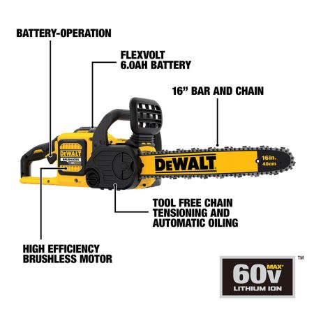 DEWALT FLEXVOLT Brushless 16 IN Chainsaw 60V MAX DCCS670X1