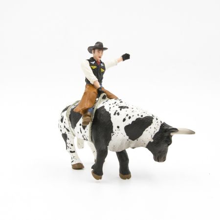 Bomgaars Little Buster Toys Bucking Bull Rider Black White Farm Animals