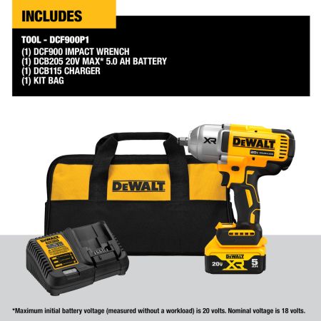 Bomgaars DEWALT 20V MAX XR 1 2 IN High Torque Impact Wrench with Hog Ring Anvil Impact Wrenches