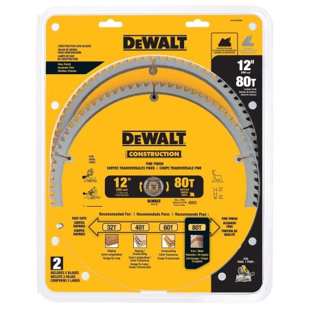DEWALT Miter Saw Blade 80 Tooth 2 Pack DW3128P5D80I 12 IN
