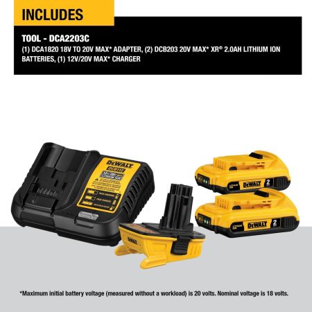 Bomgaars DEWALT Adapter Battery Combo Kit 18V 20V MAX Battery Adapters