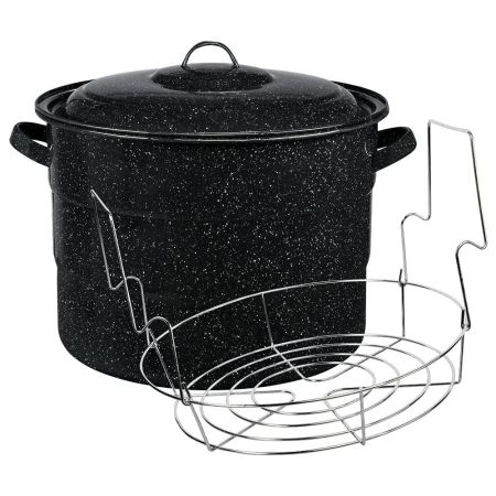 Bomgaars GRANITE WARE Enamel Water Bath Canner with lid Jar Rack Water Bath Canners