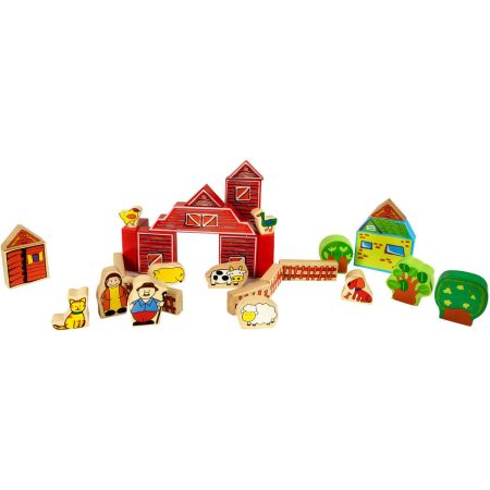 Bomgaars Real Wood Toys Real Wood Toy Farm Block Set Farm Playsets