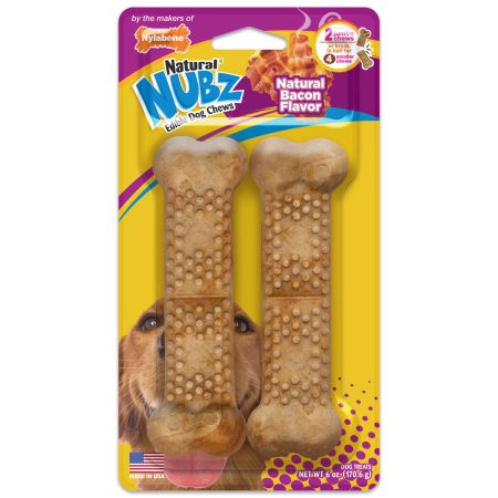 Bomgaars Nylabone Natural Nubz Long Lasting Bacon Dog Treats Jumbo Dog Treats