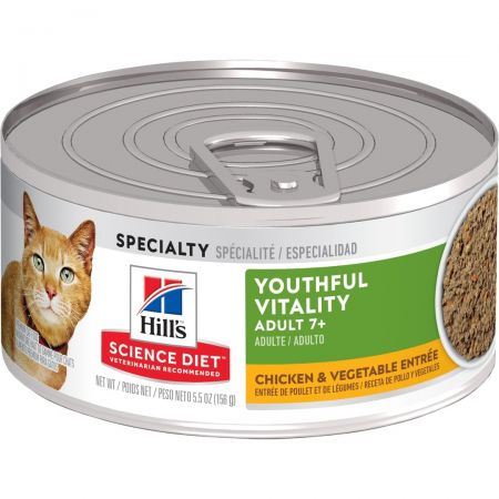 Hill s Science Diet Adult 7 Youthful Vitality Chicken Vegetable Entre Canned Cat Food 10766 5.5 OZ Can