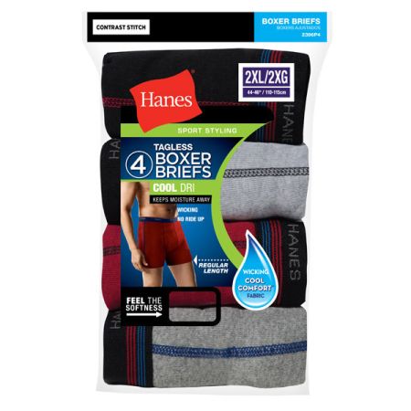 Bomgaars Hanes Tagless Boxer Briefs 4 Pack Underwear