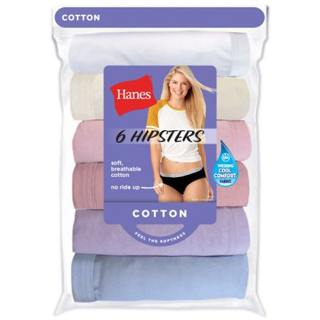 Bomgaars : Hanes Hipster Cotton Briefs, 6-Pack : Underwear