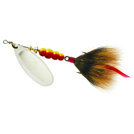Bomgaars : Mepps Aglia - Dressed Treble Silver Blade with Brown Tail #5  (1/2 OZ) : Spinners