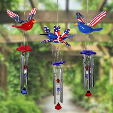WindyWings Whirligig Blue Bird w/Spinning Wings Musical Wind Chimes Exhart Outdoor Wind Chimes Large Windchimes Durable Plastic Blue Bird Decor & Metal Pipes 9.75'' W x 25'' H x 4.25'' D 