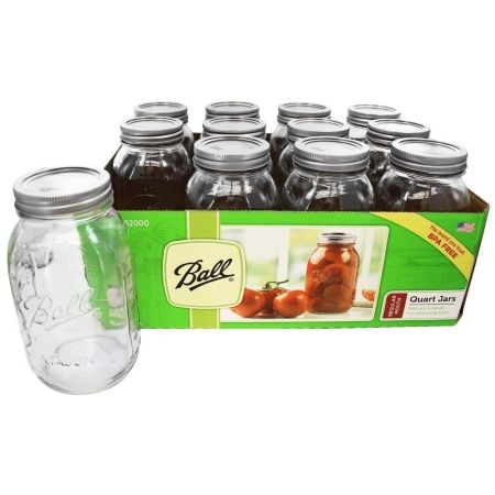 Ball Quart 32oz 12Pk Glass Wide Mouth Mason Jars with Lids and Bands, for Canning or Drinkware