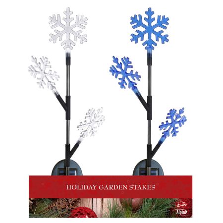 Alpine 3 Tier Solar Snowflake Stake with LED Lights RGG412ABB