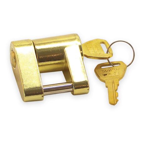 Brass Trailer Boat RV Coupler Receiver Lock Hitch Lock 2 Keys 