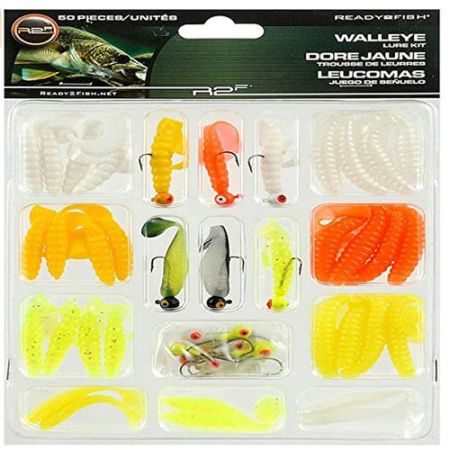 Bomgaars : Ready 2 Fish Walleye Lure Kit, 32-Piece : Soft Plastics