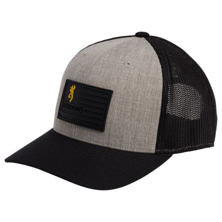 Bomgaars Browning Recon Flag Heather Gray Flexfit Hat Ball Caps