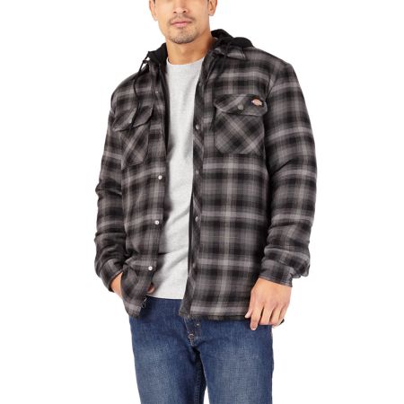 Bomgaars : Dickies Fleece Hooded Flannel Shirt Jacket with Hydroshield ...