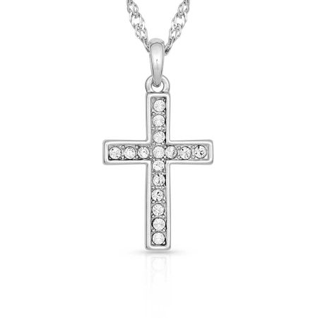 1 Piece Of Fashionable Alloy Rhinestone Cross Necklace Suitable For Daily  Wear By Women | SHEIN USA