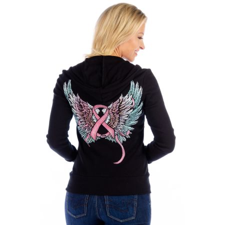 Bomgaars Liberty Wear Pink Ribbon Graphic Zip Hoodie Hoodies