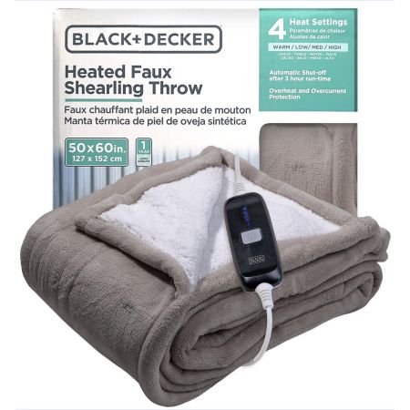 Black heated throw store