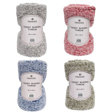 Mantolok Teddy Sherpa Throw TD BKPT TH 50 IN x 60 IN