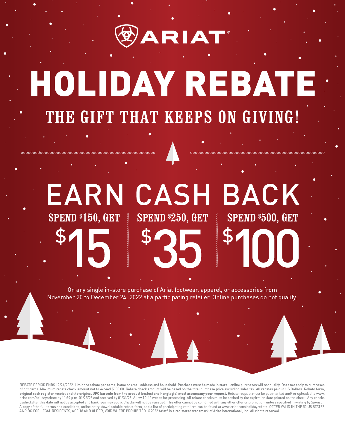 Ariat Holiday Rebate Is NOW Available At Your Local Bomgaars Store 