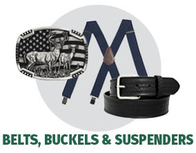 View our assortment of Men's Belts, Buckles & Suspenders