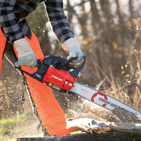 Troy-Bilt Chainsaw in use