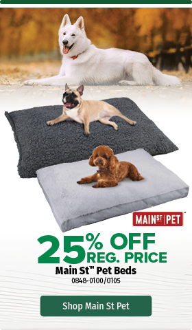 Main St. Pets Treats, Toys and Pet Beds 25% off