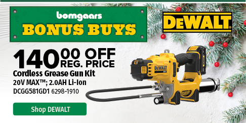 $140 Off DeWALT Cordless Grease Gun Kit $140 Off DeWALT Cordless Grease Gun Kit