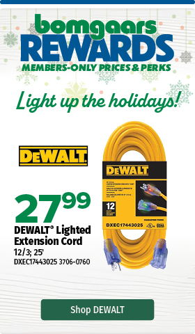 Bomgaars Rewards DeWalt Lighted Extension Cord 27.99