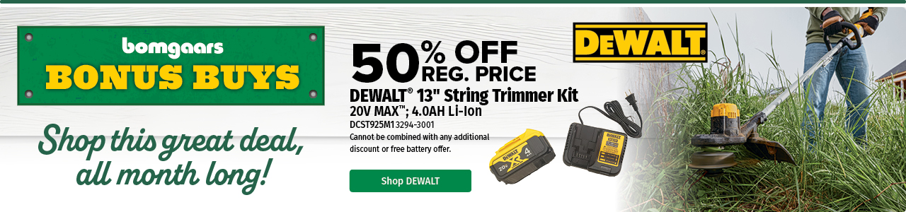 Bomgaars Bonus Buy DeWALT String Trimmer Kit Bomgaars Bonus Buy DeWALT String Trimmer Kit