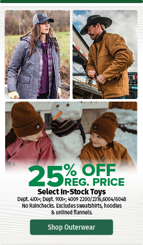 25% Off In-Stock Men's, Women's & Kids Outerwear