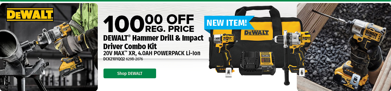 DeWalt Hammer Drill/Impact Driver combo $100 Off DeWalt Hammer Drill/Impact Driver combo $100 Off