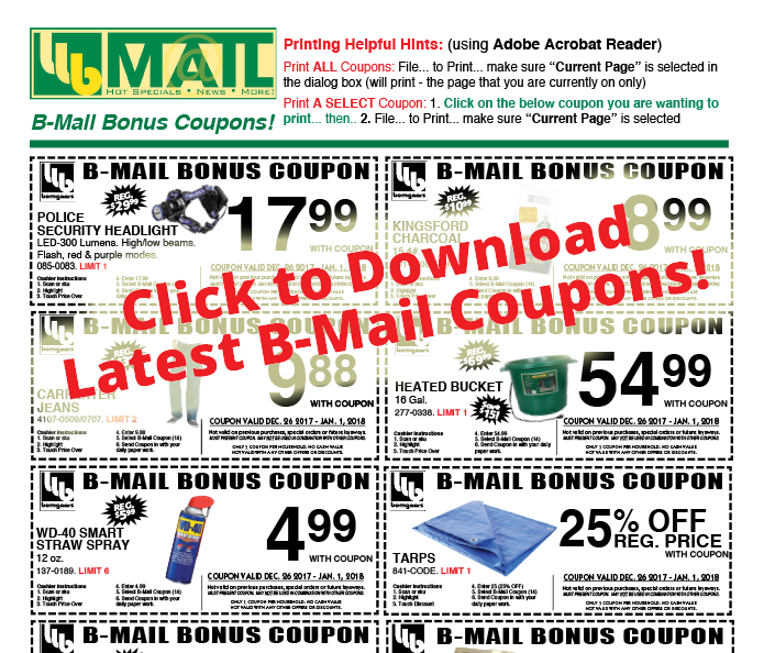 Click to Download this weeks B-Mail Coupons