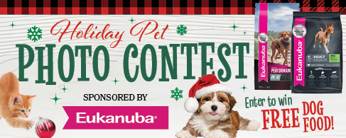 Enter the Bomgaars Holiday Pet Photo Contest sponsored by Eukanuba